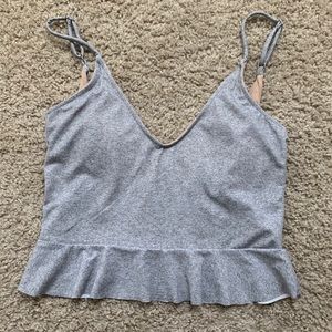 Kortni Jeane Heather Grey Scoop Back Swim Top